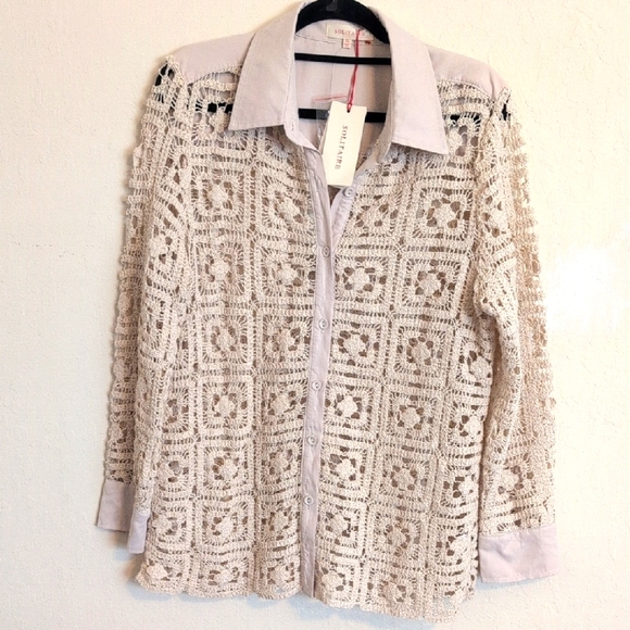 Solitaire Crocheted Blouse Size XL NWT - Picture 1 of 9